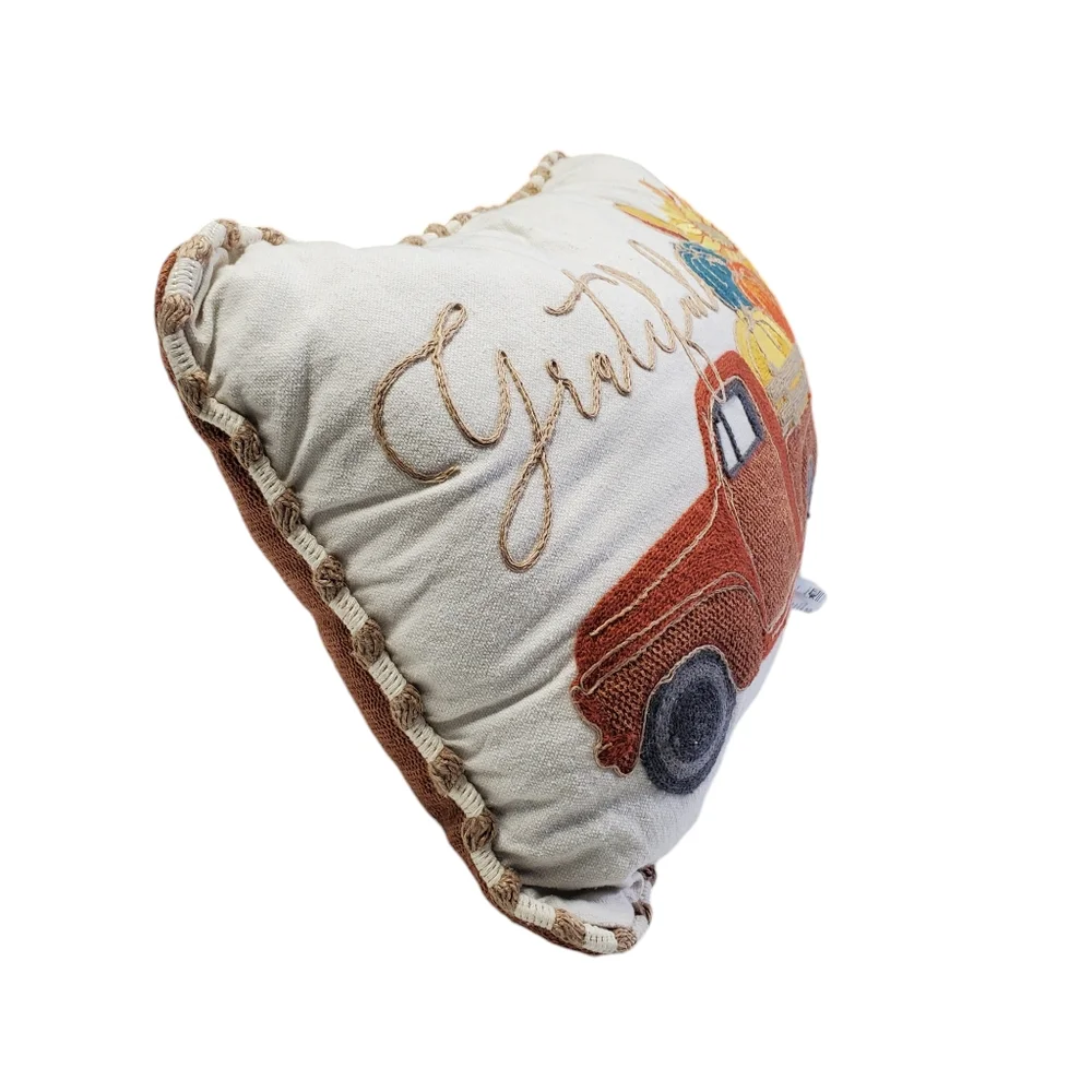Mainstays Grateful Accent /Throw Pillow Truck With Pumpkins Home Decor